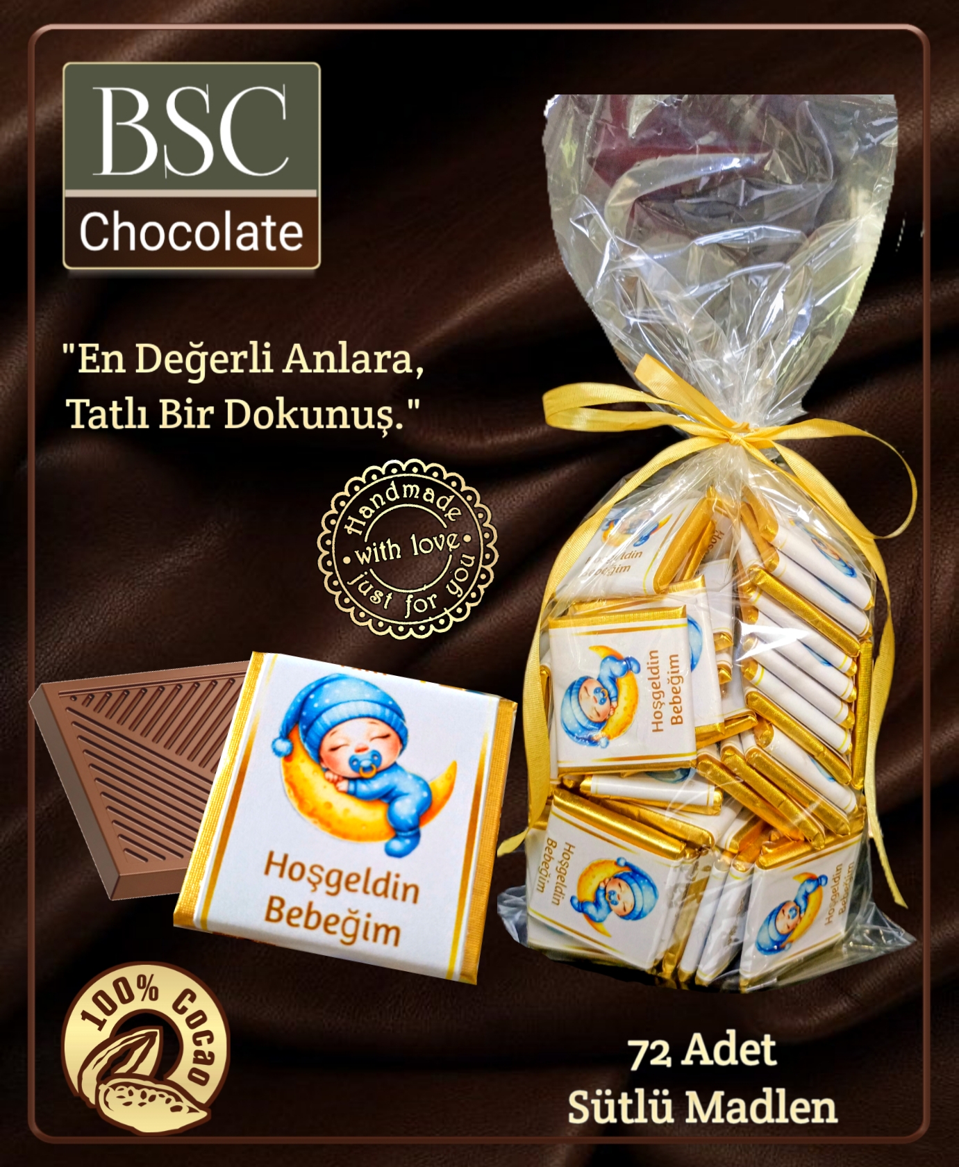 BSC CHOCOLATE AY FİGÜRLÜ ERKEK BEBEK ÇİKOLATASI