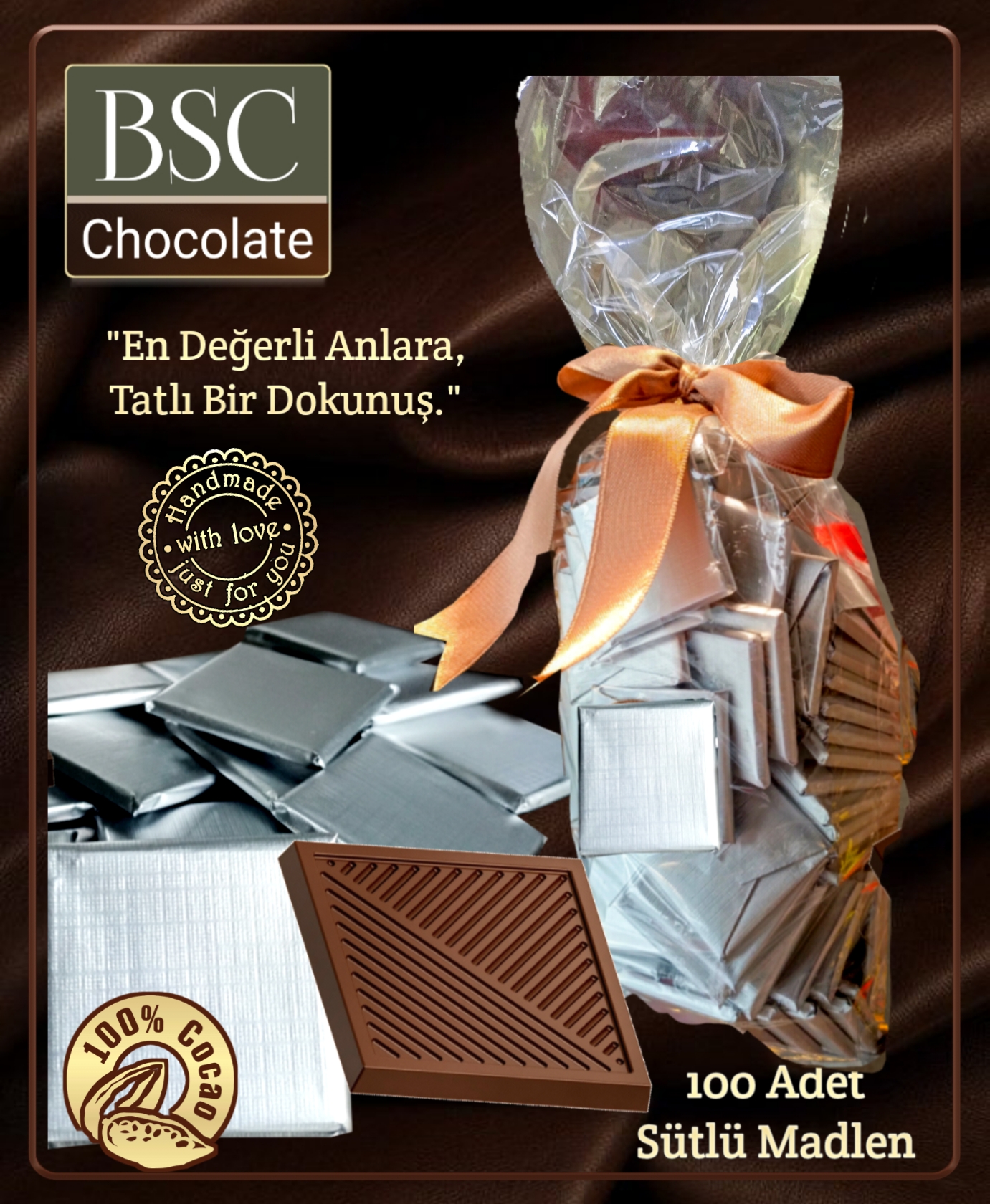 BSC CHOCOLATE GÜMÜŞ SARGILI MADLEN ÇİKOLATAS