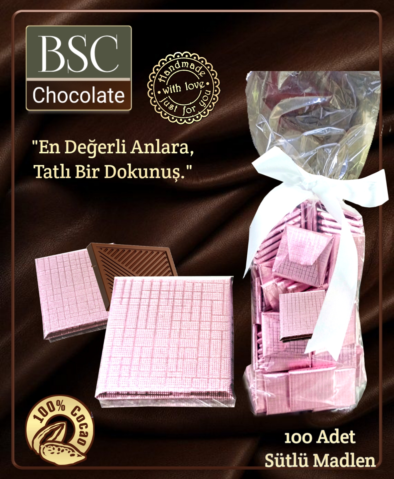 BSC CHOCOLATE BEBEK PEMBESİ SARGILI MADLEN ÇİKOLATAS