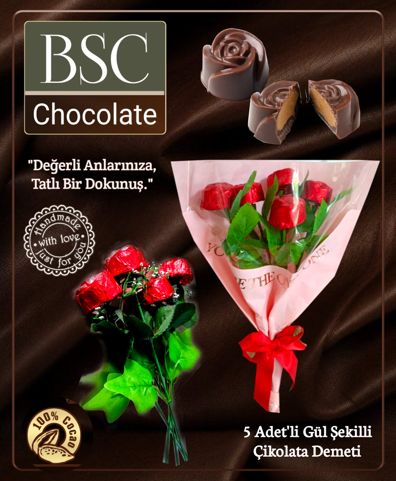 BSC CHOCOLATE ROSEİN 5 Lİ BUKET