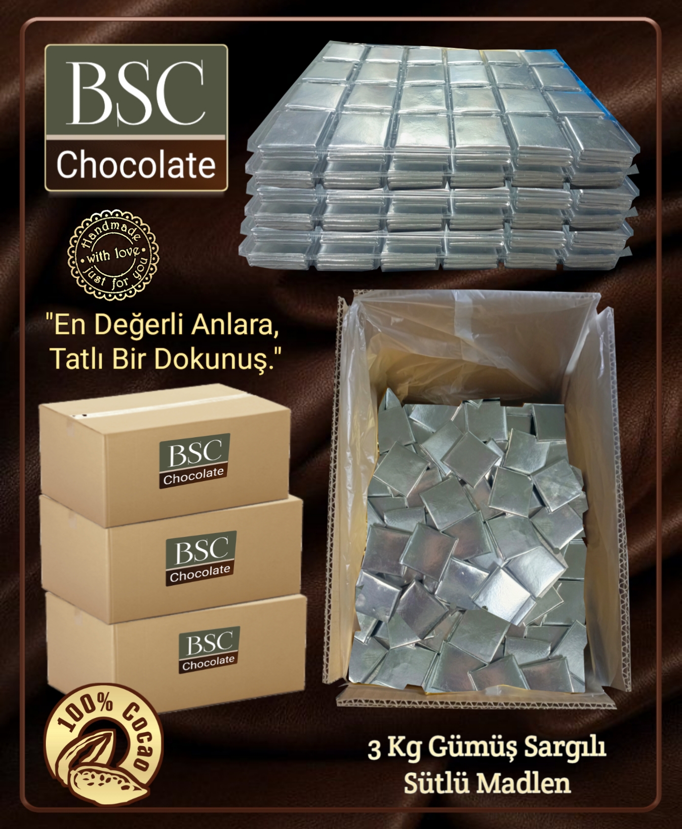 BSC CHOCOLATE GÜMÜŞ SARGILI 3 KG MADLEN
