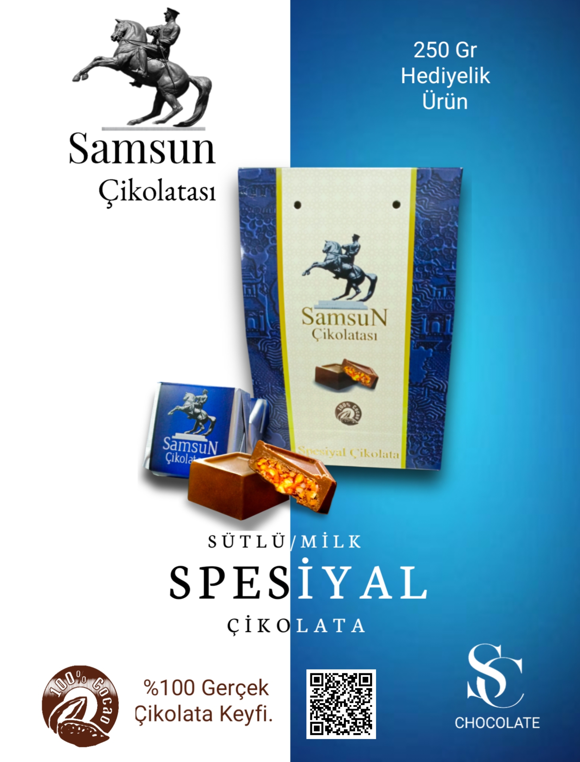 Samsun Çikolatası 250 Gr Hediyelik Dik Paket