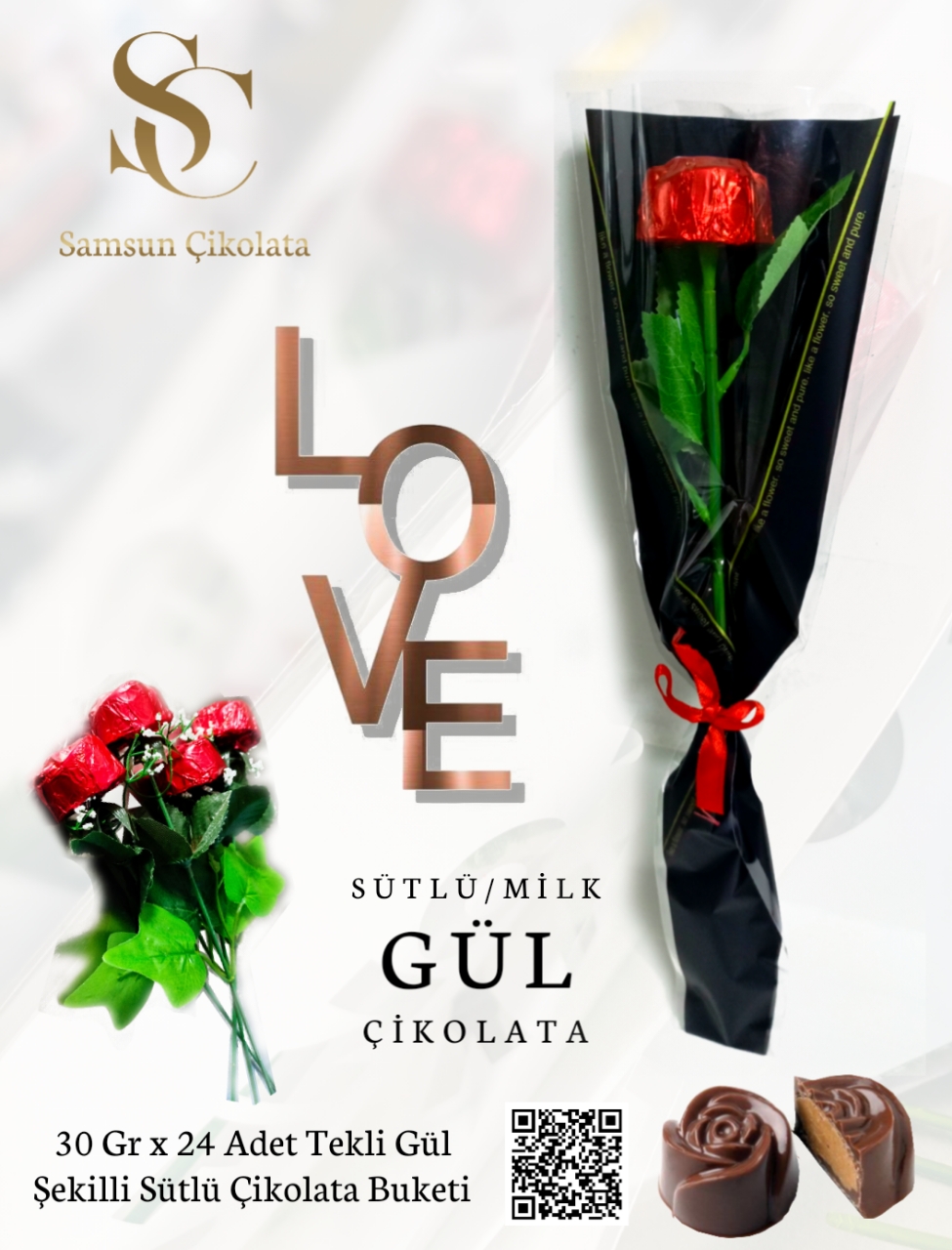 Gül Şekilli Sütlü Çikolata